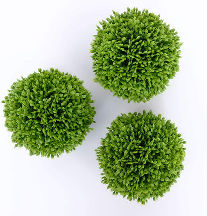 3.5 Inch Boxwood Balls Artificial Greenery Balls Decorative, Bowl Filler,Set of 3 Moss Balls Decorative