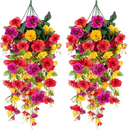 2 Pcs Fake Hibiscus Artificial Hanging Flowers