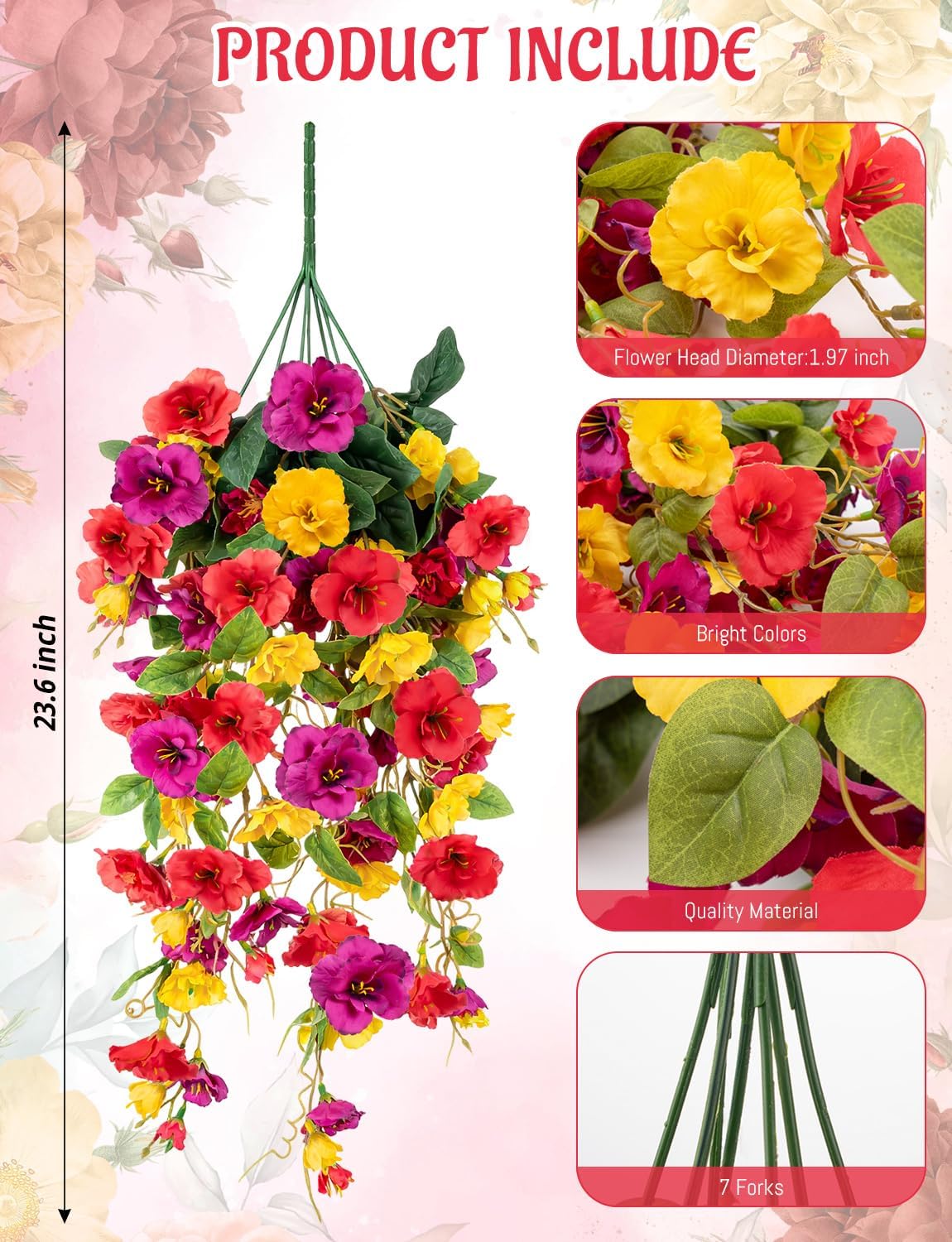 2 Pcs Fake Hibiscus Artificial Hanging Flowers