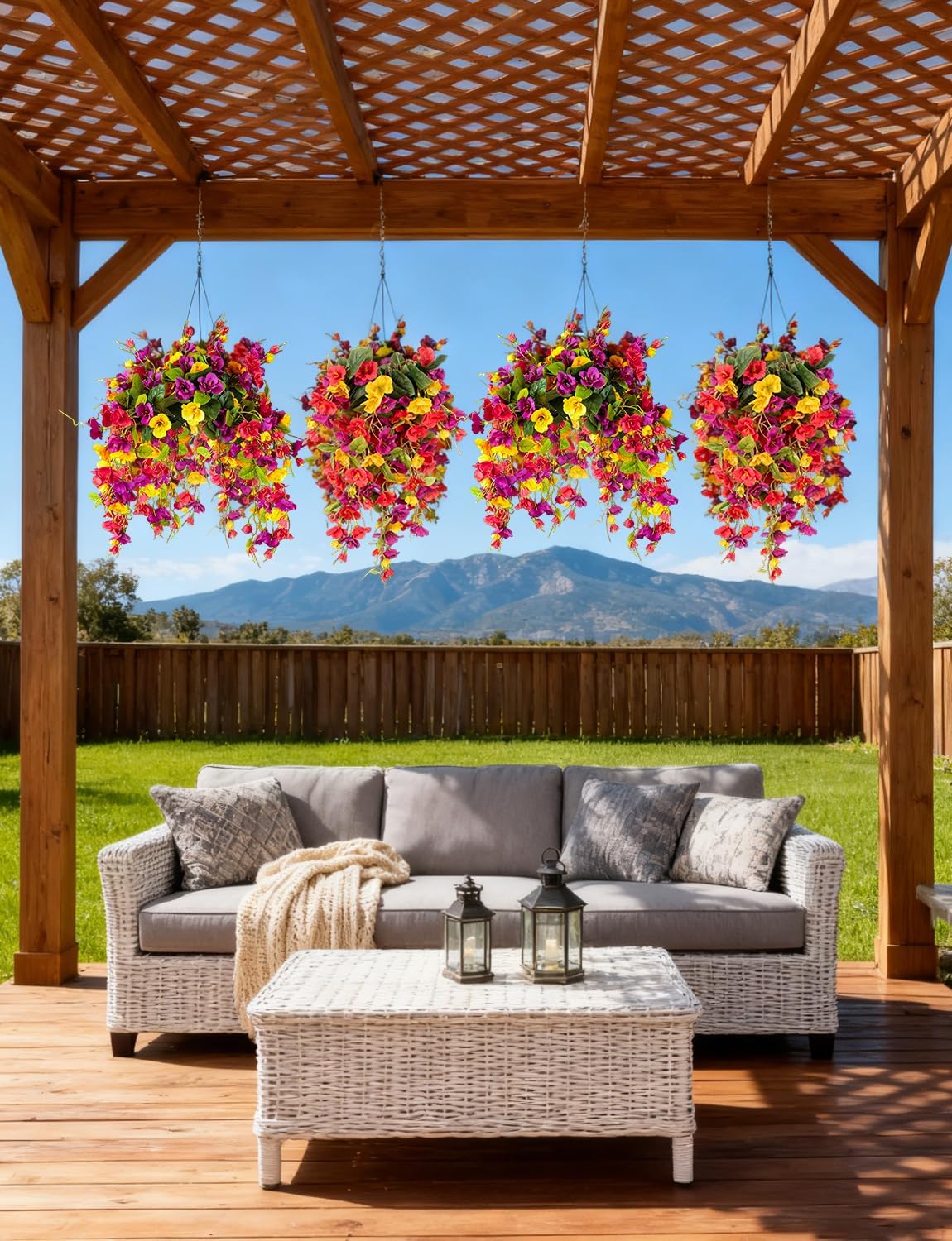 2 Pcs Fake Hibiscus Artificial Hanging Flowers