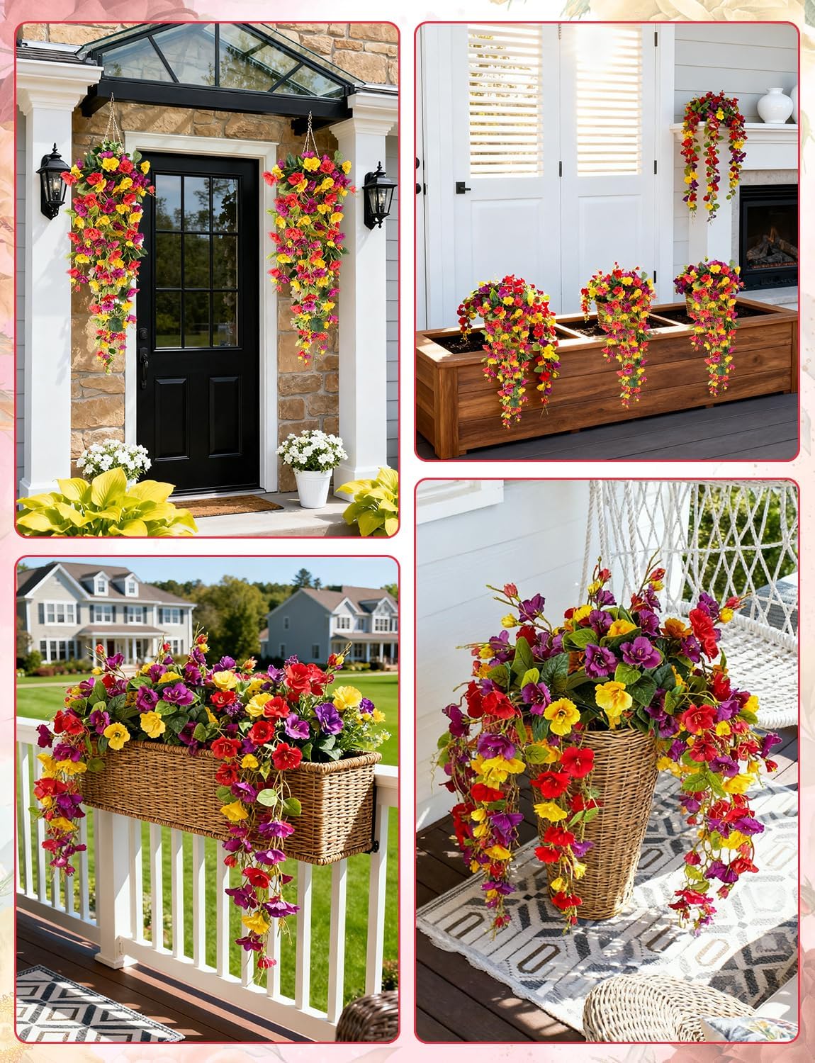2 Pcs Fake Hibiscus Artificial Hanging Flowers