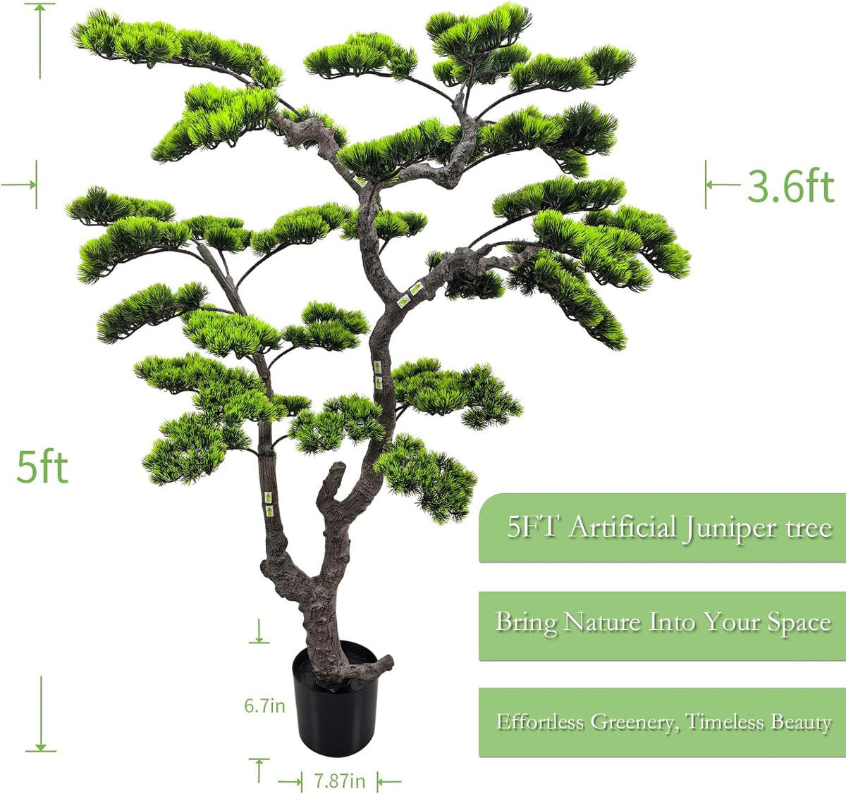 3.5ft（43in） Artificial Bonsai Tree Juniper Faux Plants Indoor Big Fake Plants Decor with Ceramic Pots for Home Table Office Desk Bathroom Shelf Bedroom Living Room Farmhouse Decorations