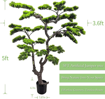 3.5ft（43in） Artificial Bonsai Tree Juniper Faux Plants Indoor Big Fake Plants Decor with Ceramic Pots for Home Table Office Desk Bathroom Shelf Bedroom Living Room Farmhouse Decorations