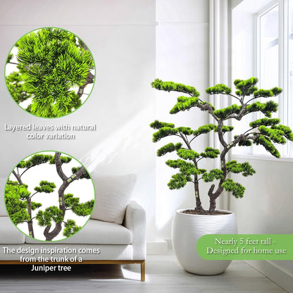 3.5ft（43in） Artificial Bonsai Tree Juniper Faux Plants Indoor Big Fake Plants Decor with Ceramic Pots for Home Table Office Desk Bathroom Shelf Bedroom Living Room Farmhouse Decorations