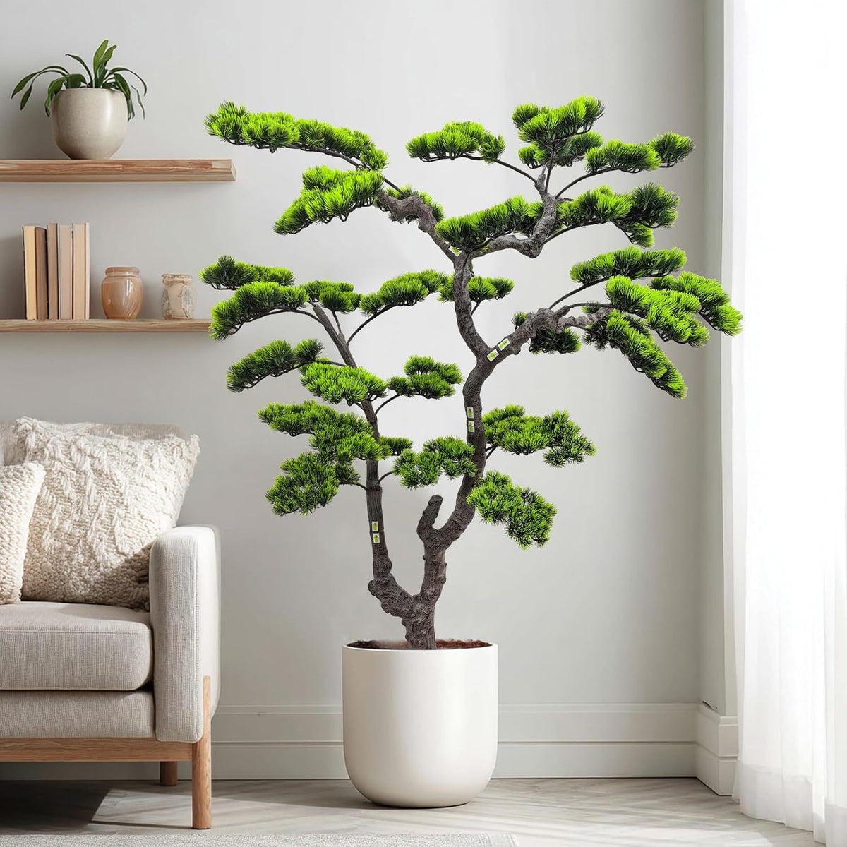 3.5ft（43in） Artificial Bonsai Tree Juniper Faux Plants Indoor Big Fake Plants Decor with Ceramic Pots for Home Table Office Desk Bathroom Shelf Bedroom Living Room Farmhouse Decorations