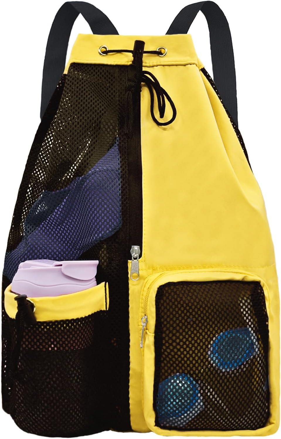 Mesh Beach Backpack with Wet Pocket Drawstring Pool Bag Waterproof Swimming Bag Gym Backpack for Men & Women
