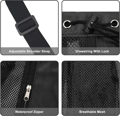 Mesh Beach Backpack with Wet Pocket Drawstring Pool Bag Waterproof Swimming Bag Gym Backpack for Men & Women