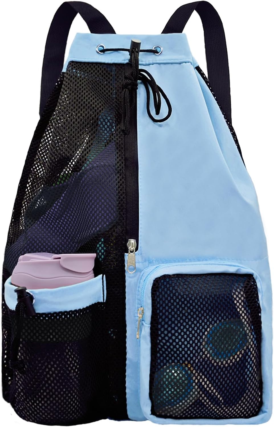 Mesh Beach Backpack with Wet Pocket Drawstring Pool Bag Waterproof Swimming Bag Gym Backpack for Men & Women