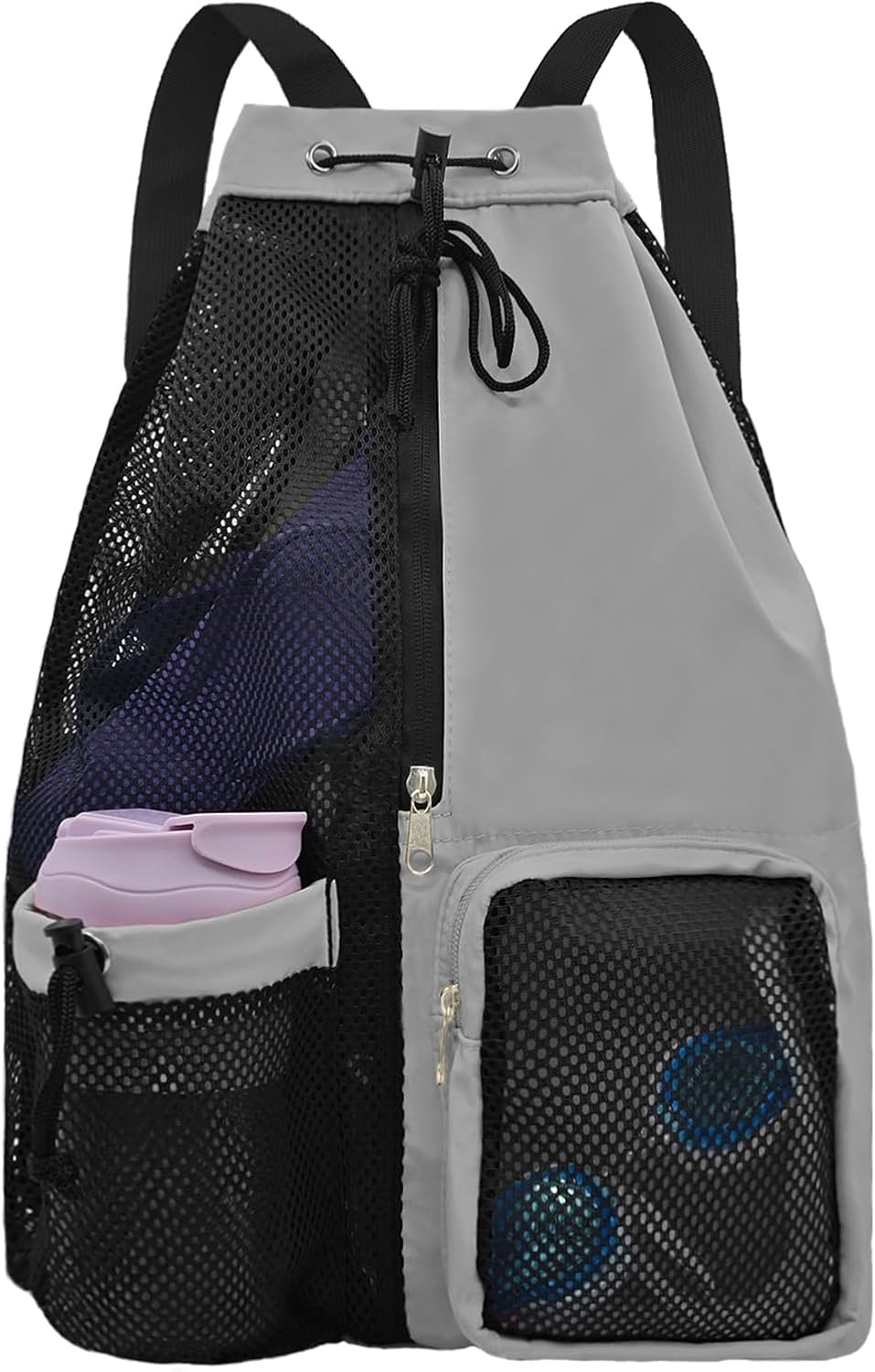 Mesh Beach Backpack with Wet Pocket Drawstring Pool Bag Waterproof Swimming Bag Gym Backpack for Men & Women