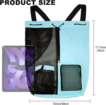 Mesh Beach Backpack with Wet Pocket Drawstring Pool Bag Waterproof Swimming Bag Gym Backpack for Men & Women