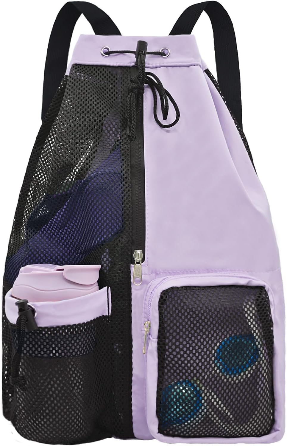 Mesh Beach Backpack with Wet Pocket Drawstring Pool Bag Waterproof Swimming Bag Gym Backpack for Men & Women