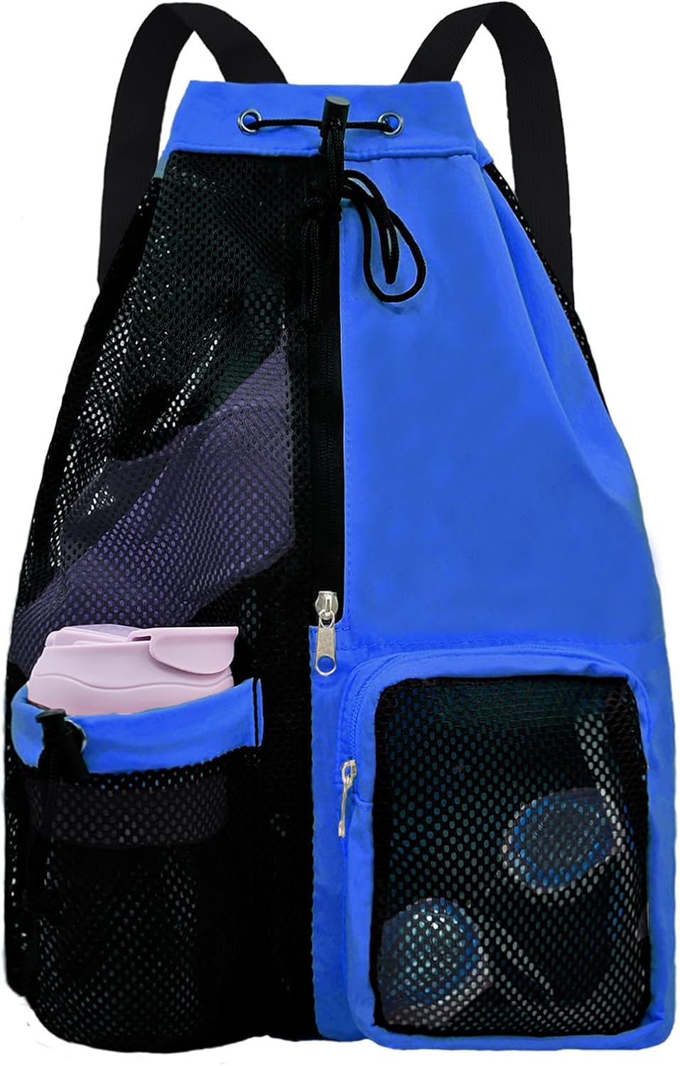 Mesh Beach Backpack with Wet Pocket Drawstring Pool Bag Waterproof Swimming Bag Gym Backpack for Men & Women