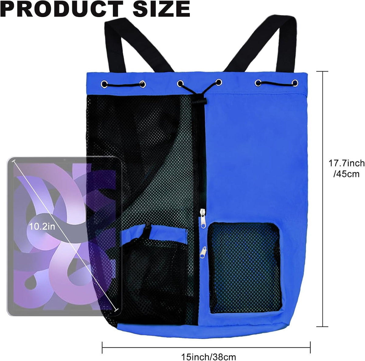 Mesh Beach Backpack with Wet Pocket Drawstring Pool Bag Waterproof Swimming Bag Gym Backpack for Men & Women