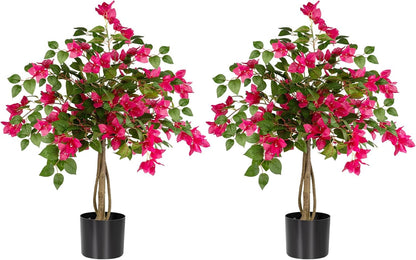 3FT Artificial Bougainvillea Tree with Lush Pink Flowers, Faux Potted Fake Plant, UV Resistant Artificial Tree for Indoor Outdoor Home Decor, Living Room, Office, Patio, Porch