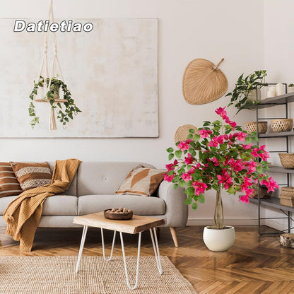 3FT Artificial Bougainvillea Tree with Lush Pink Flowers, Faux Potted Fake Plant, UV Resistant Artificial Tree for Indoor Outdoor Home Decor, Living Room, Office, Patio, Porch