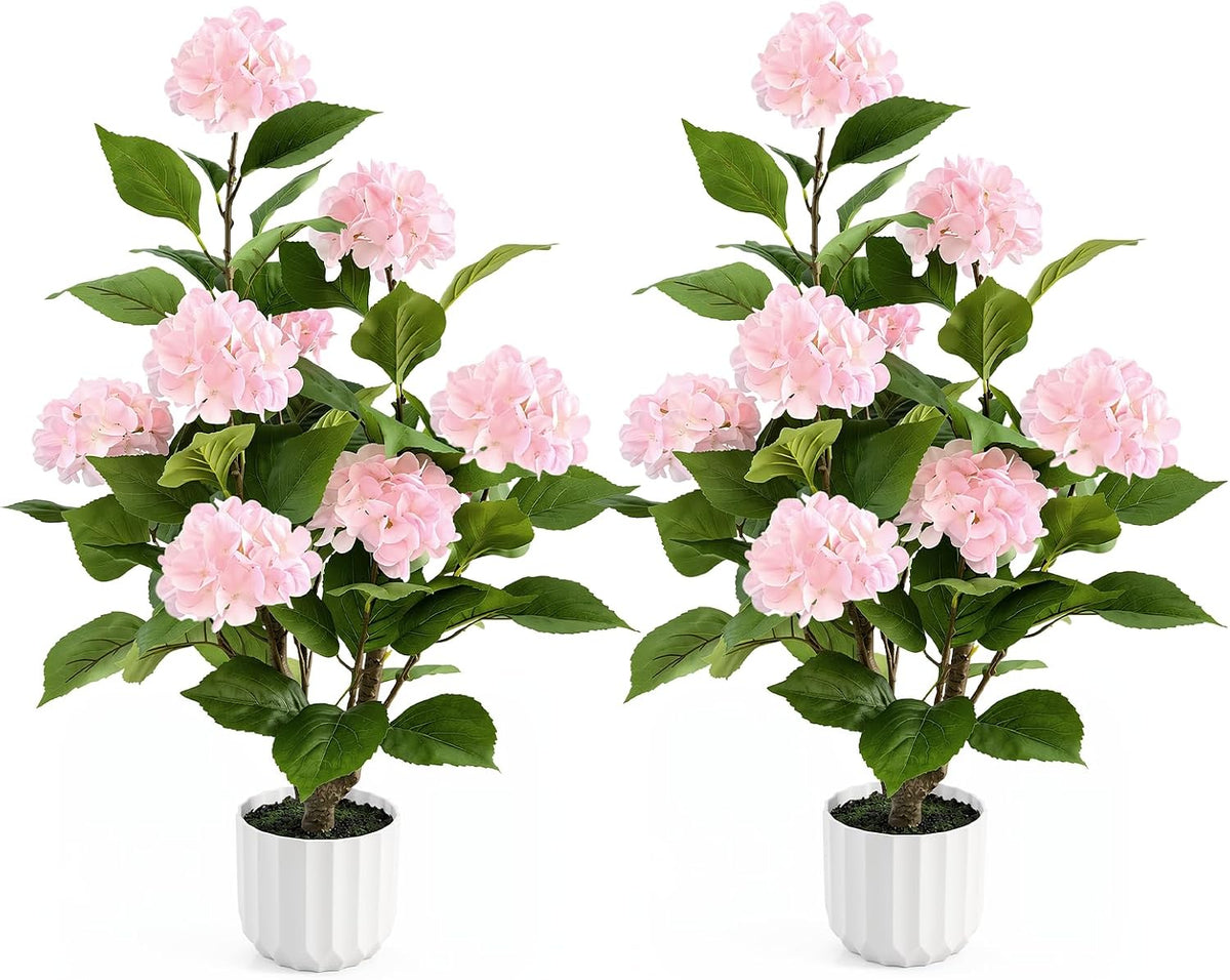 3FT Artificial Bougainvillea Tree with Lush Pink Flowers, Faux Potted Fake Plant, UV Resistant Artificial Tree for Indoor Outdoor Home Decor, Living Room, Office, Patio, Porch