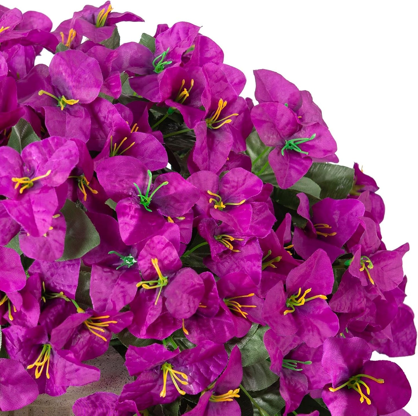INXUGAO 2 pcs Artificial Faux Bougainvillea Flowers Plants for Outdoor Outside Summer Decoration, Fake Silk UV Resistant Long Trailing Vines for Front Door Porch Planter Balcony (Double Lotus)