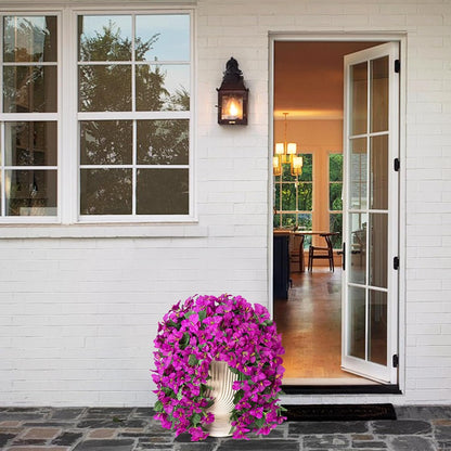 INXUGAO 2 pcs Artificial Faux Bougainvillea Flowers Plants for Outdoor Outside Summer Decoration, Fake Silk UV Resistant Long Trailing Vines for Front Door Porch Planter Balcony (Double Lotus)