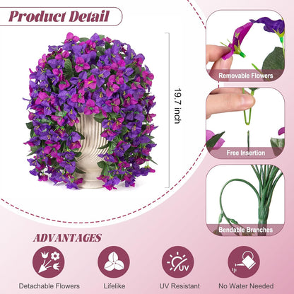 INXUGAO 2 pcs Artificial Faux Bougainvillea Flowers Plants for Outdoor Outside Summer Decoration, Fake Silk UV Resistant Long Trailing Vines for Front Door Porch Planter Balcony (Double Lotus)