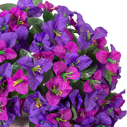 INXUGAO 2 pcs Artificial Faux Bougainvillea Flowers Plants for Outdoor Outside Summer Decoration, Fake Silk UV Resistant Long Trailing Vines for Front Door Porch Planter Balcony (Double Lotus)