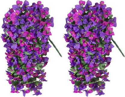 INXUGAO 2 pcs Artificial Faux Bougainvillea Flowers Plants for Outdoor Outside Summer Decoration, Fake Silk UV Resistant Long Trailing Vines for Front Door Porch Planter Balcony (Double Lotus)