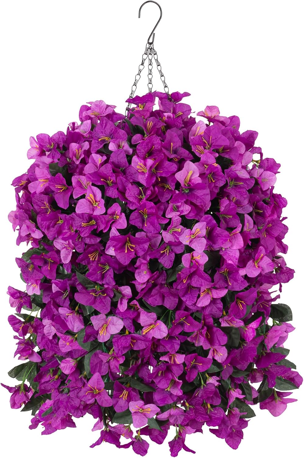INXUGAO 2 pcs Artificial Faux Bougainvillea Flowers Plants for Outdoor Outside Summer Decoration, Fake Silk UV Resistant Long Trailing Vines for Front Door Porch Planter Balcony (Double Lotus)