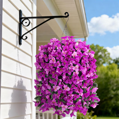 INXUGAO 2 pcs Artificial Faux Bougainvillea Flowers Plants for Outdoor Outside Summer Decoration, Fake Silk UV Resistant Long Trailing Vines for Front Door Porch Planter Balcony (Double Lotus)