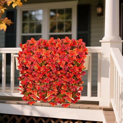 INXUGAO 2 pcs Artificial Faux Bougainvillea Flowers Plants for Outdoor Outside Summer Decoration, Fake Silk UV Resistant Long Trailing Vines for Front Door Porch Planter Balcony (Double Lotus)