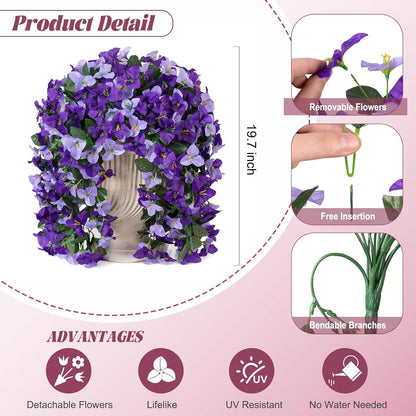 INXUGAO 2 pcs Artificial Faux Bougainvillea Flowers Plants for Outdoor Outside Summer Decoration, Fake Silk UV Resistant Long Trailing Vines for Front Door Porch Planter Balcony (Double Lotus)
