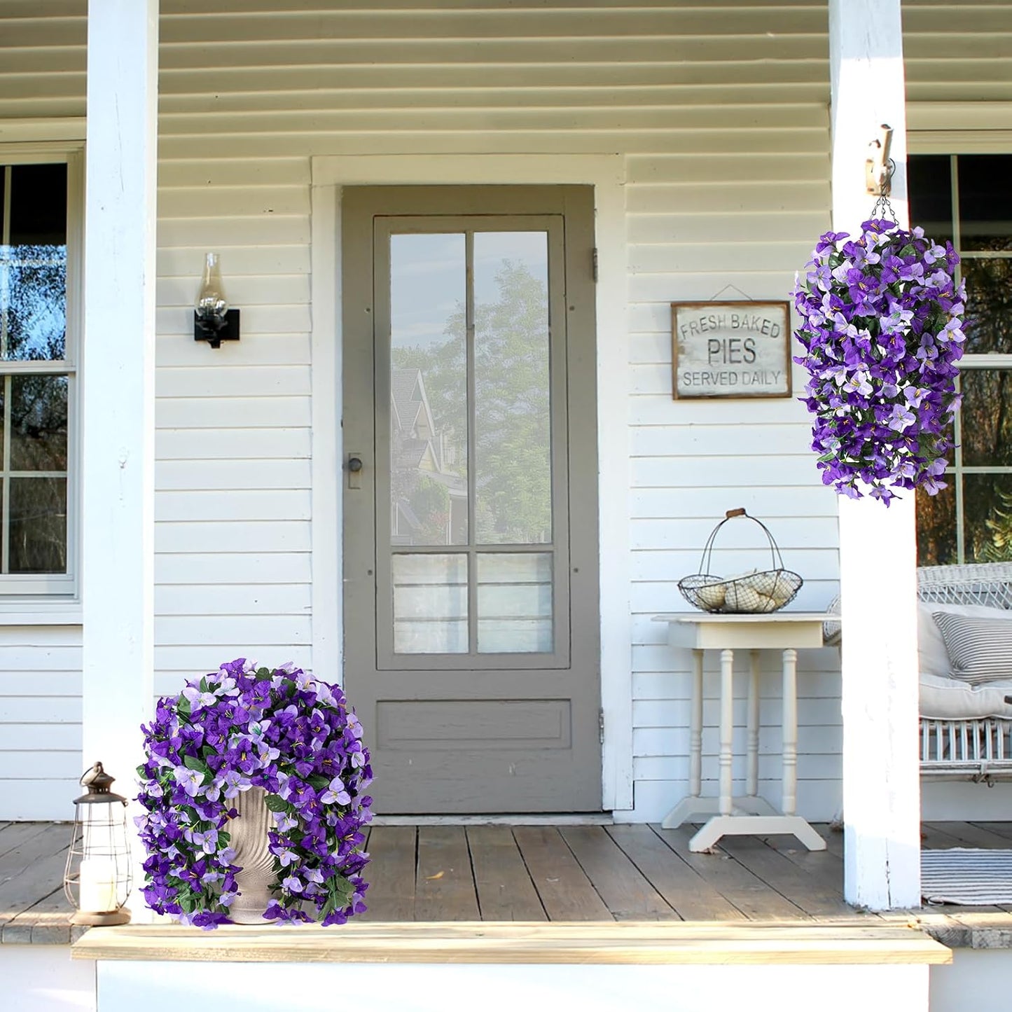 INXUGAO 2 pcs Artificial Faux Bougainvillea Flowers Plants for Outdoor Outside Summer Decoration, Fake Silk UV Resistant Long Trailing Vines for Front Door Porch Planter Balcony (Double Lotus)