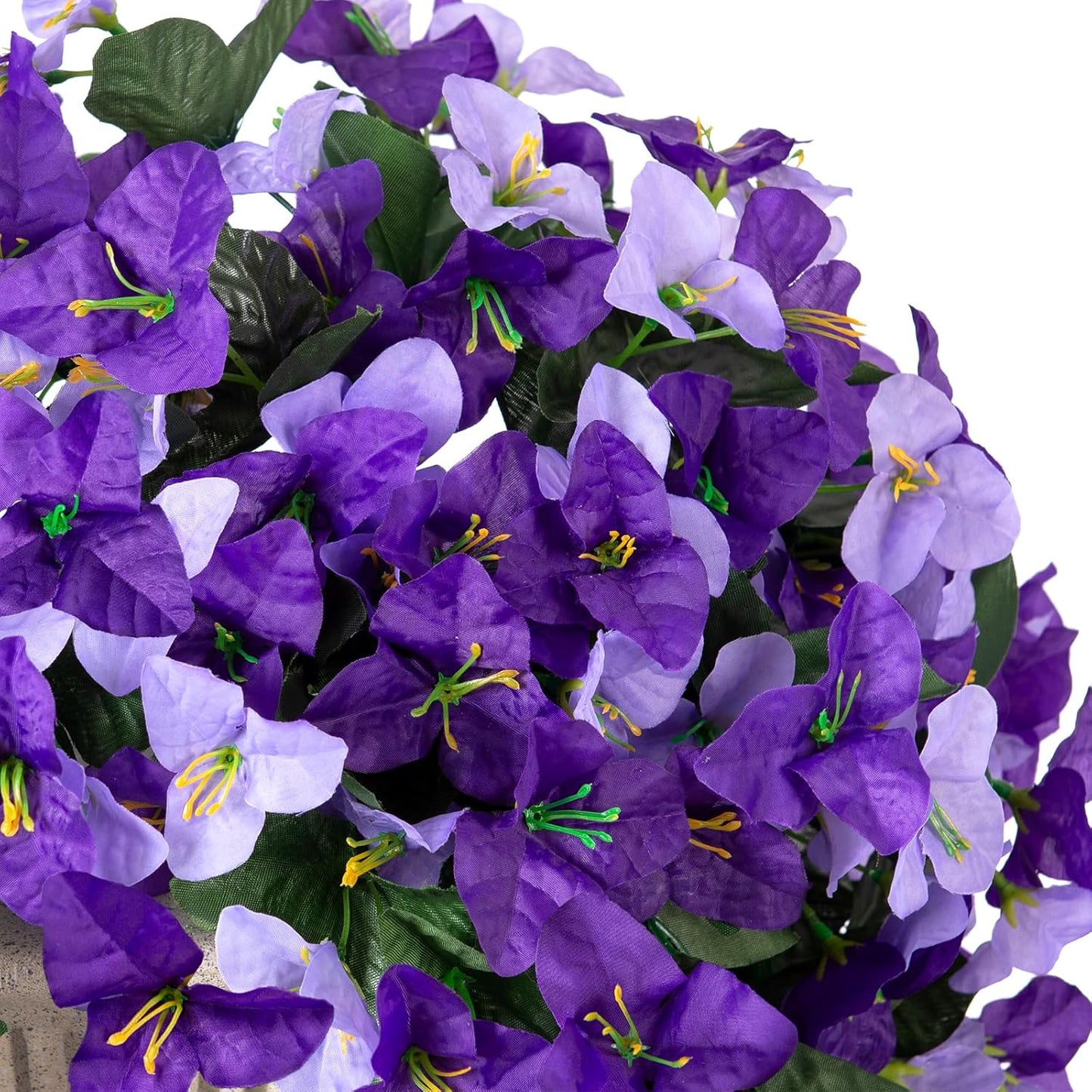 INXUGAO 2 pcs Artificial Faux Bougainvillea Flowers Plants for Outdoor Outside Summer Decoration, Fake Silk UV Resistant Long Trailing Vines for Front Door Porch Planter Balcony (Double Lotus)