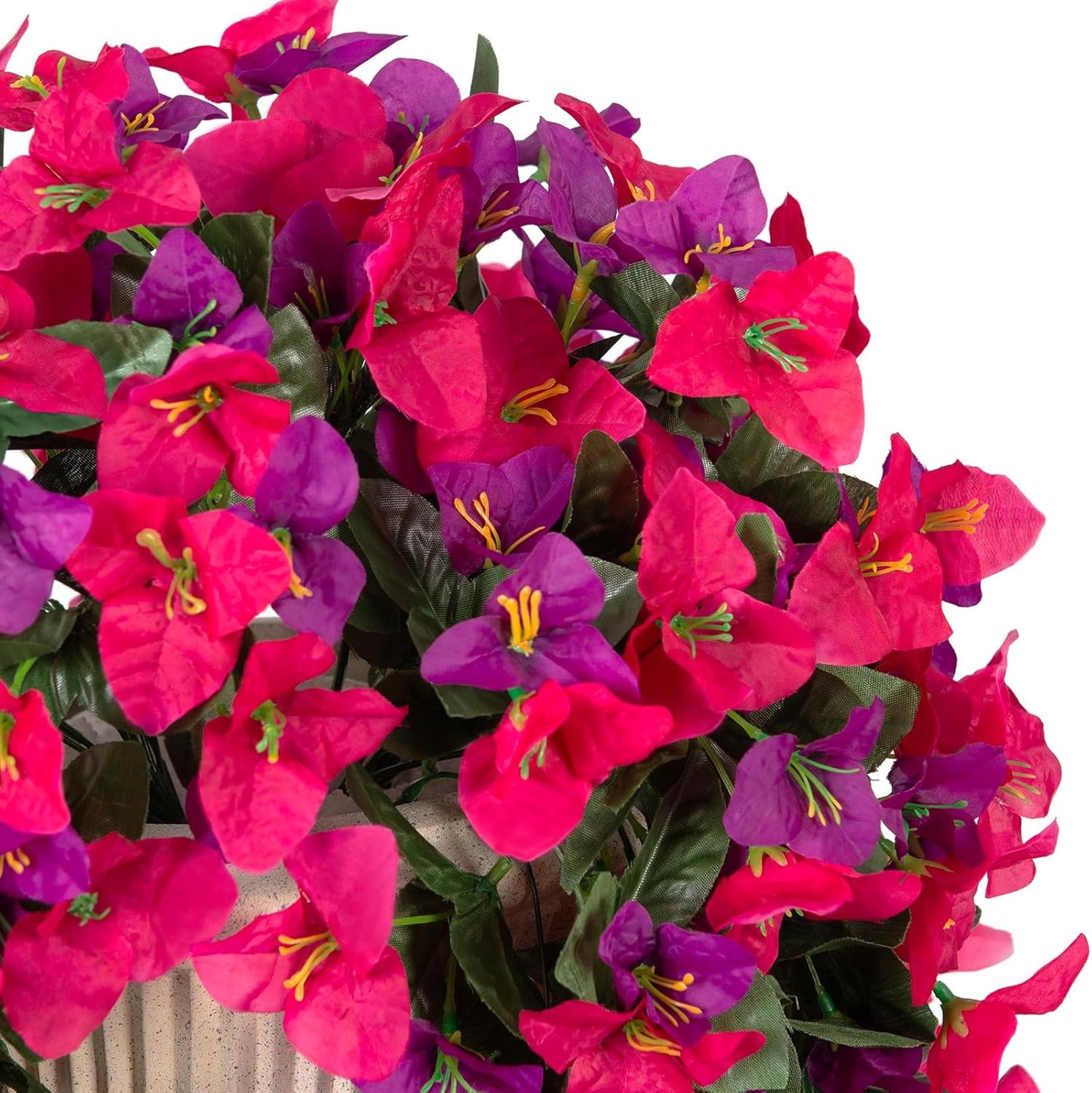 INXUGAO 2 pcs Artificial Faux Bougainvillea Flowers Plants for Outdoor Outside Summer Decoration, Fake Silk UV Resistant Long Trailing Vines for Front Door Porch Planter Balcony (Double Lotus)