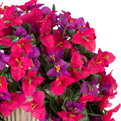 INXUGAO 2 pcs Artificial Faux Bougainvillea Flowers Plants for Outdoor Outside Summer Decoration, Fake Silk UV Resistant Long Trailing Vines for Front Door Porch Planter Balcony (Double Lotus)