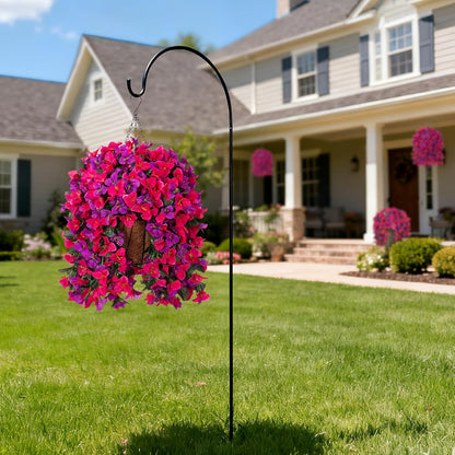 INXUGAO 2 pcs Artificial Faux Bougainvillea Flowers Plants for Outdoor Outside Summer Decoration, Fake Silk UV Resistant Long Trailing Vines for Front Door Porch Planter Balcony (Double Lotus)