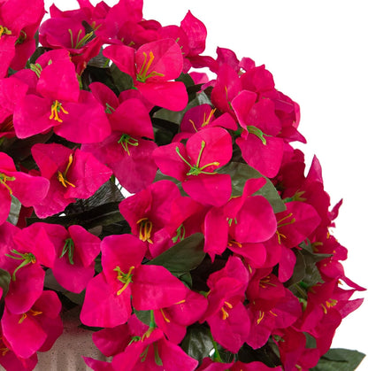 INXUGAO 2 pcs Artificial Faux Bougainvillea Flowers Plants for Outdoor Outside Summer Decoration, Fake Silk UV Resistant Long Trailing Vines for Front Door Porch Planter Balcony (Double Lotus)