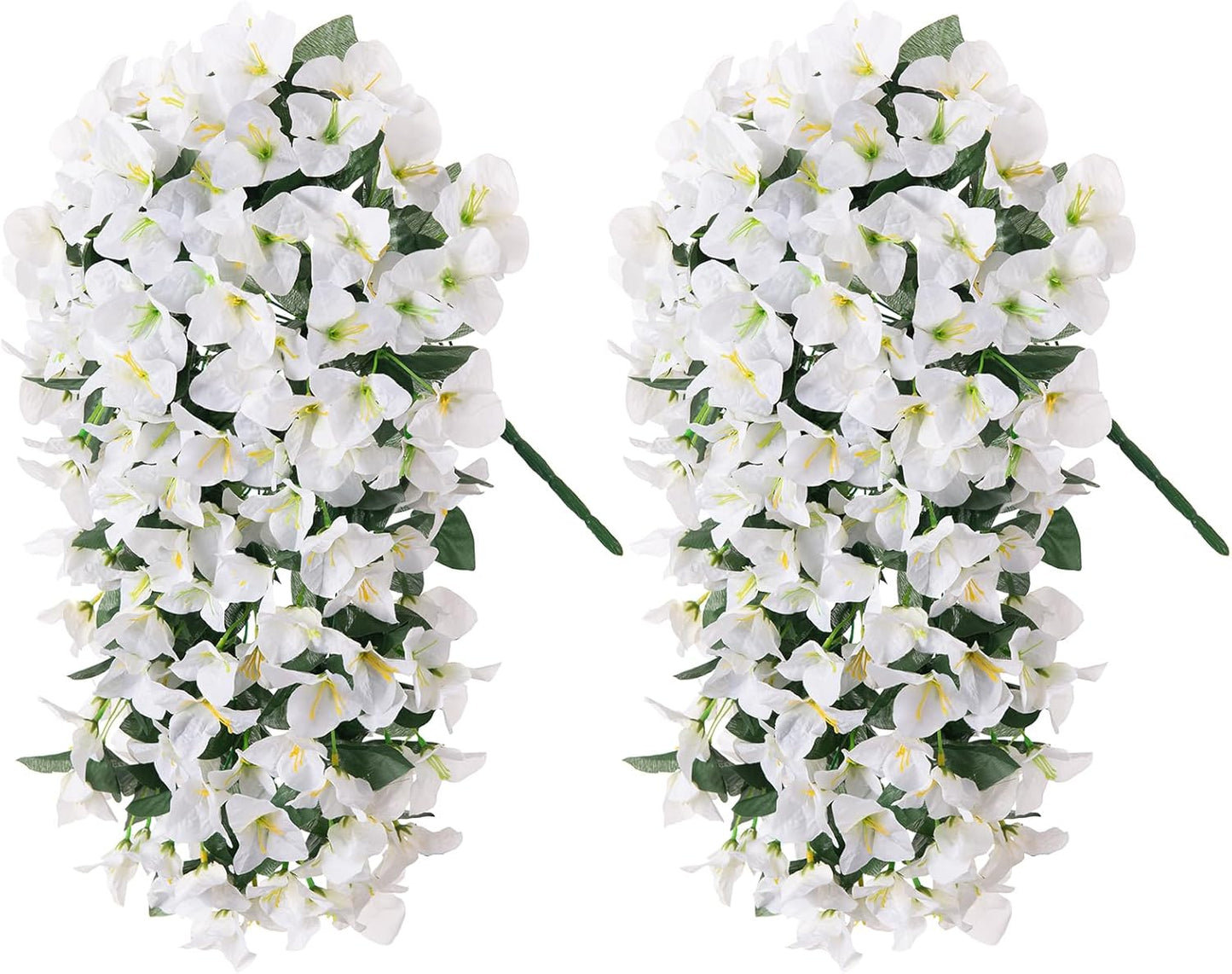 INXUGAO 2 pcs Artificial Faux Bougainvillea Flowers Plants for Outdoor Outside Summer Decoration, Fake Silk UV Resistant Long Trailing Vines for Front Door Porch Planter Balcony (Double Lotus)