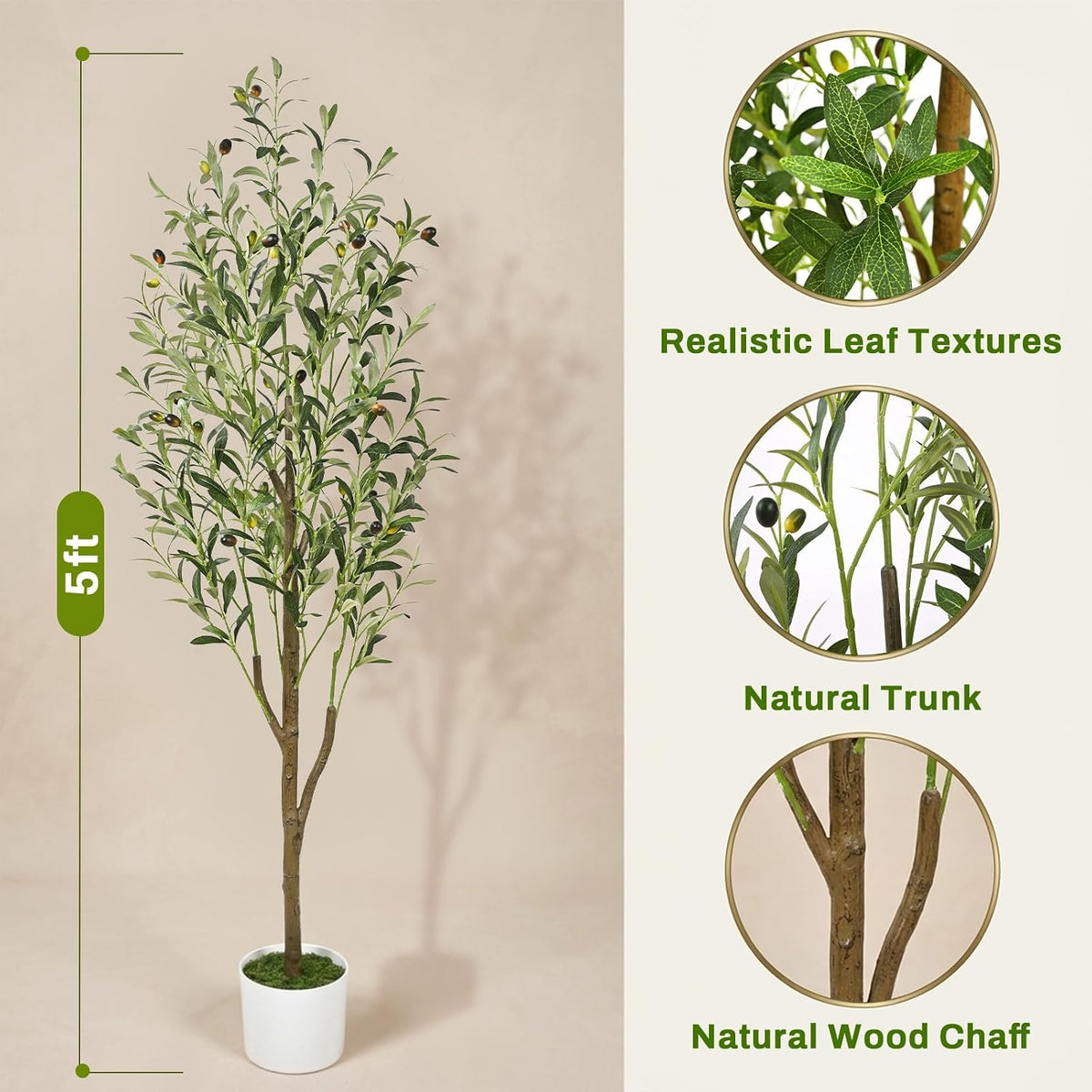 6FT Artificial Olive Tree Indoor Tall Faux with Planter & Basket | Large Fake Olive Silk Trees Realistic Olive Plants with Branches and Fruits for Office Decor Home Living Room