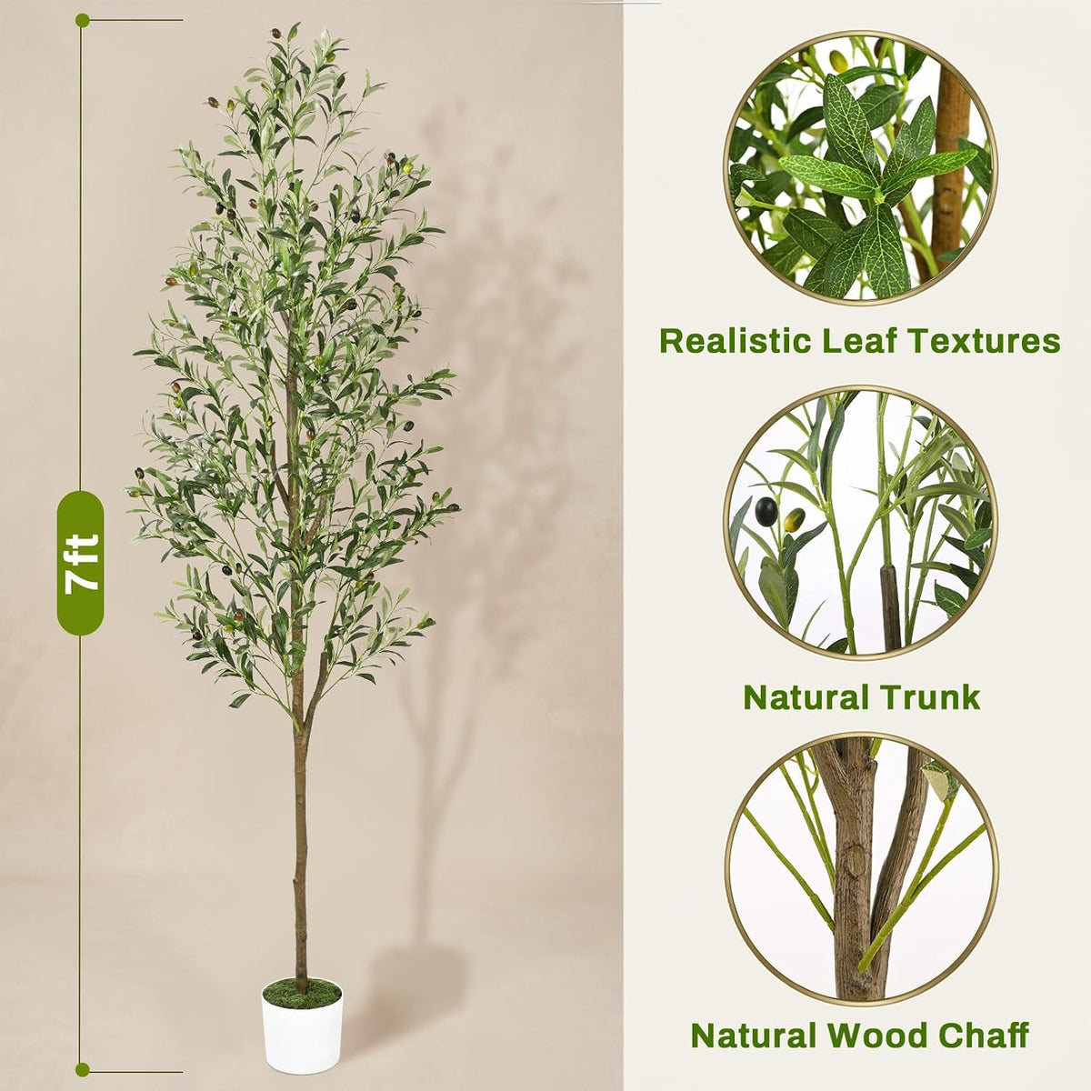 6FT Artificial Olive Tree Indoor Tall Faux with Planter & Basket | Large Fake Olive Silk Trees Realistic Olive Plants with Branches and Fruits for Office Decor Home Living Room