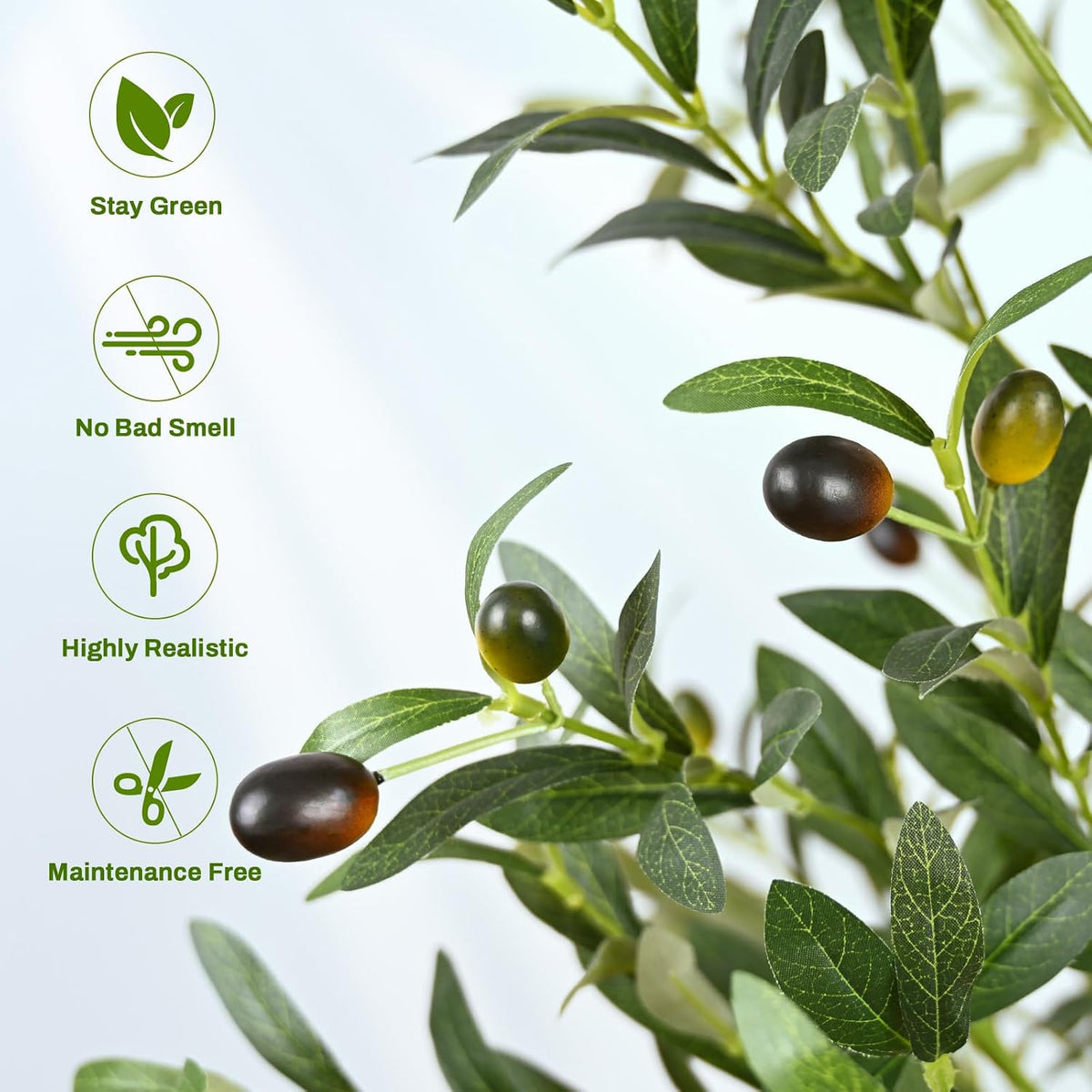 6FT Artificial Olive Tree Indoor Tall Faux with Planter & Basket | Large Fake Olive Silk Trees Realistic Olive Plants with Branches and Fruits for Office Decor Home Living Room
