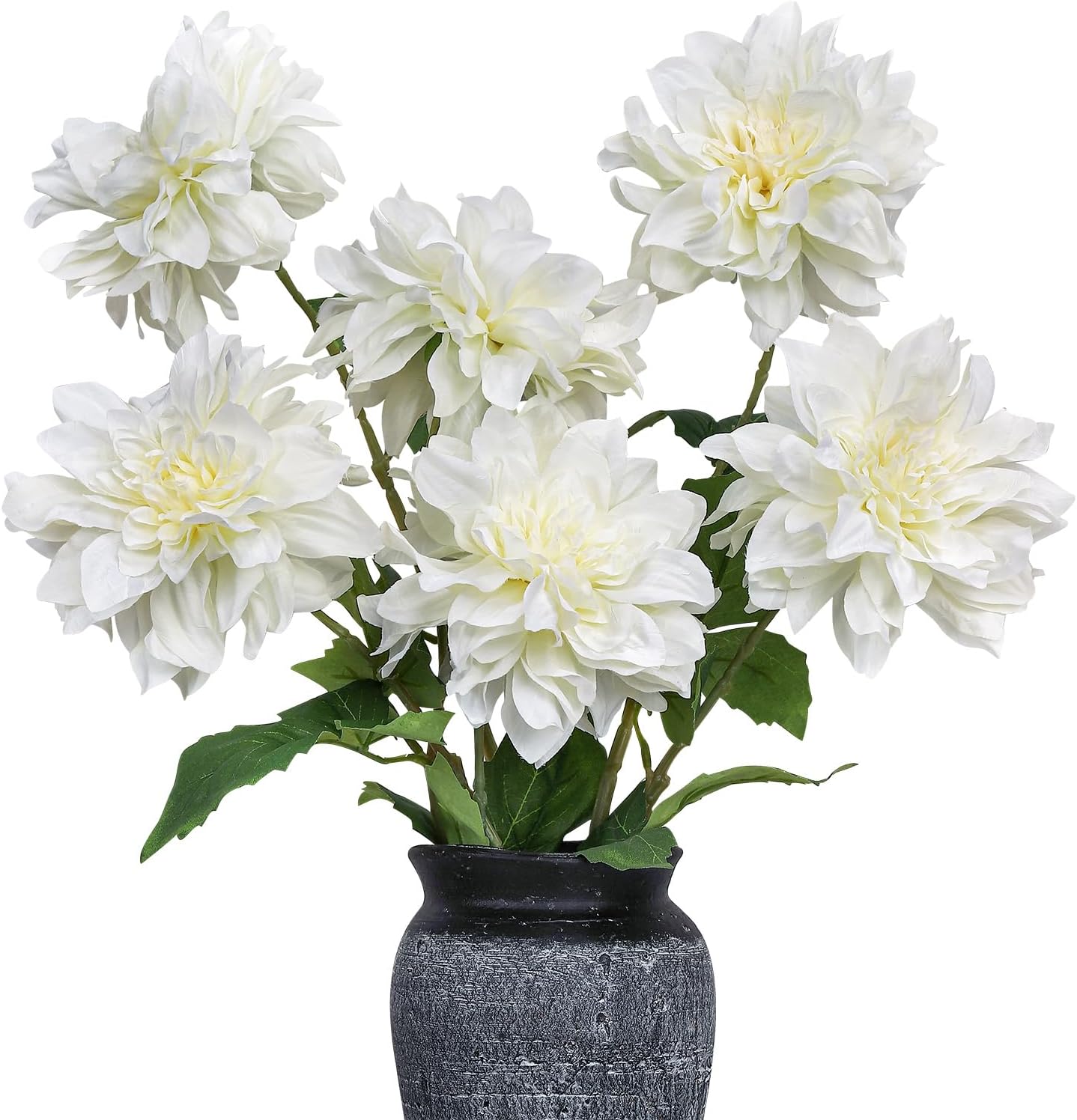 6PCS Artificial Dahlia Flowers,23.5" Long Stems Fake Flowers for Home Decor Wedding Centerpieces,DIY(Light Champagne)