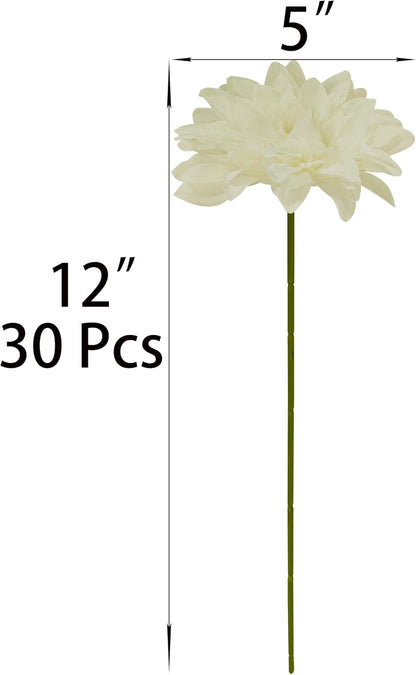 5''Silk Light Pink Dahlia Artificial Flowers Bulk, 30 Pcs Fake Dahlias Flowers Heads for Craft, Large Flower Heads Faux Flowers for Wedding Party, Home Office, Hat, Wall Decoration (30, light pink)
