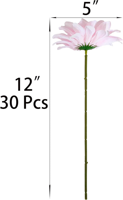 5''Silk Light Pink Dahlia Artificial Flowers Bulk, 30 Pcs Fake Dahlias Flowers Heads for Craft, Large Flower Heads Faux Flowers for Wedding Party, Home Office, Hat, Wall Decoration (30, light pink)