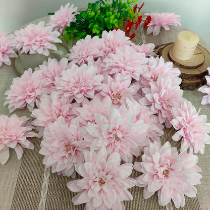 5''Silk Light Pink Dahlia Artificial Flowers Bulk, 30 Pcs Fake Dahlias Flowers Heads for Craft, Large Flower Heads Faux Flowers for Wedding Party, Home Office, Hat, Wall Decoration (30, light pink)