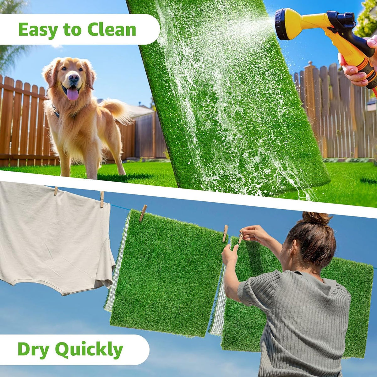 2 Pack Artificial Dog Grass Pee Pad 20"x 25", Fake Grass Pad for Dogs Tray