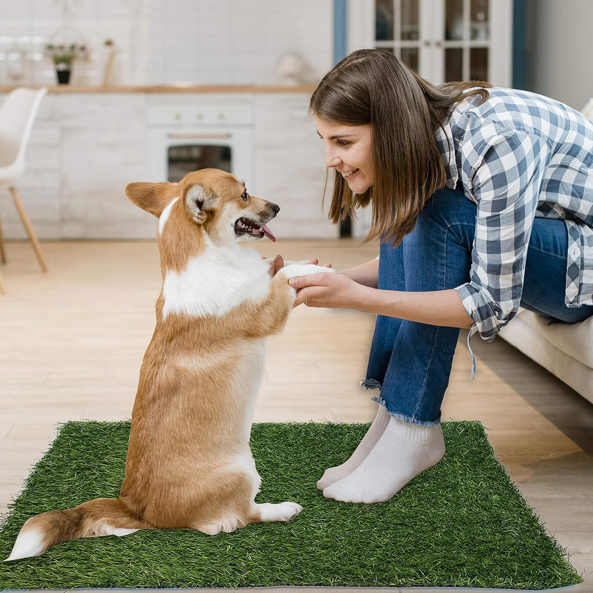 2 Pack Artificial Dog Grass Pee Pad 20"x 25", Fake Grass Pad for Dogs Tray