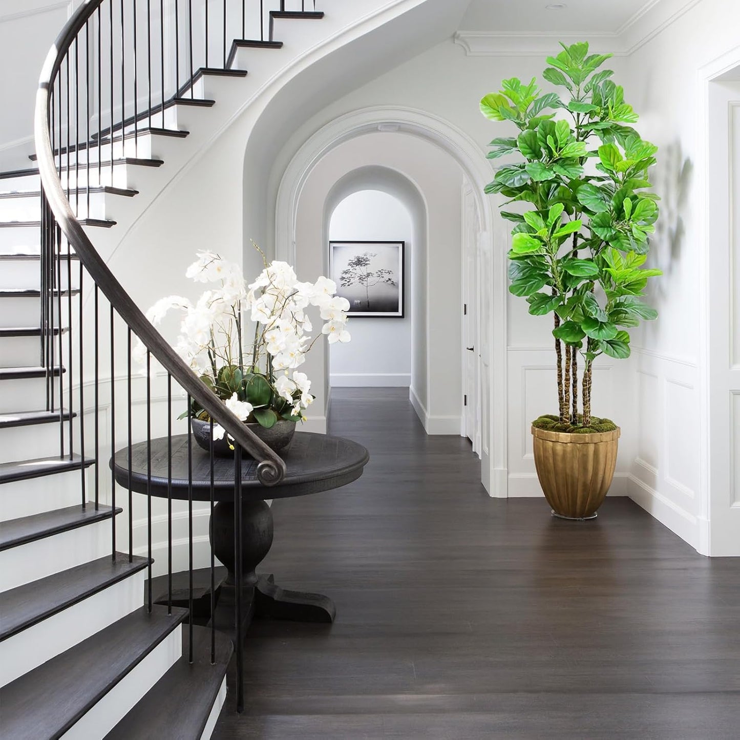 Artificial Fiddle Leaf Fig Tree,6 FT Tall Artificial Tree with Woven Seagrass Plant Basket Fake Floor Plant in Pot for Home Decor Living Room Indoor Outdoor Office Bedroom Decor