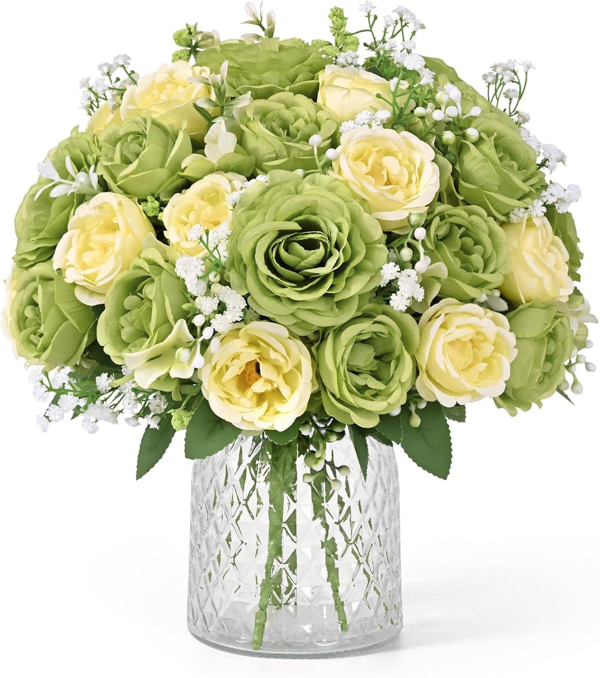 2 Bouquets Peonies Artificial Flowers, Mixed Pink Fake Flowers