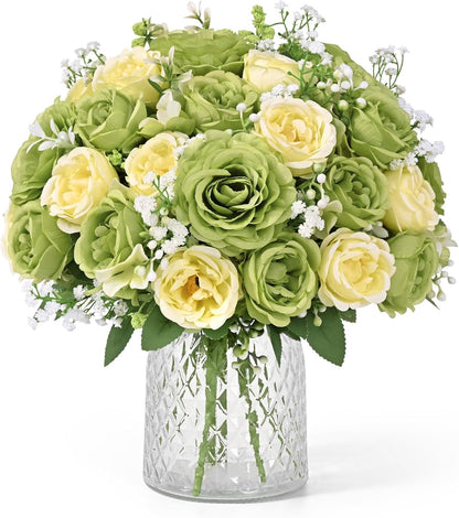 2 Bouquets Peonies Artificial Flowers, Mixed Pink Fake Flowers