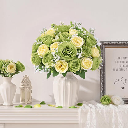 2 Bouquets Peonies Artificial Flowers, Mixed Pink Fake Flowers