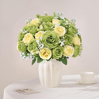 2 Bouquets Peonies Artificial Flowers, Mixed Pink Fake Flowers